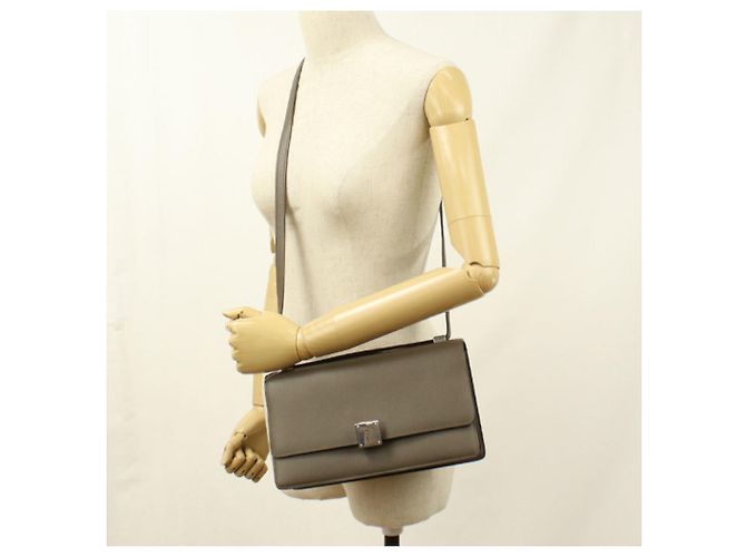 Céline Borsa a tracolla in pelle di vitello grigia Celine Marrone - vista 8