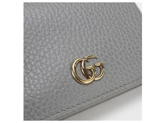 Gucci Bi-fold Geldbörse Double G Leder Grau Braun - Ansicht 7