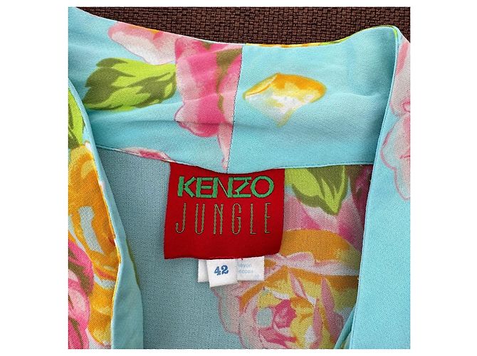 Camicia Kenzo Jungle a maniche corte stampa floreale Rosa Blu Verde Giallo - vista 3