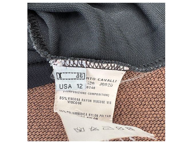 Roberto Cavalli Class Camiseta Viscosa Negra Estampado Gráfico - vista 4