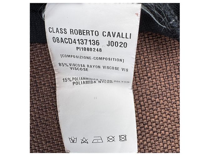 Roberto Cavalli Class Camiseta Viscosa Negra Estampado Gráfico - vista 5