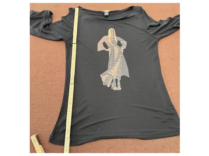 Roberto Cavalli Class Camiseta Viscosa Negra Estampado Gráfico - vista 8