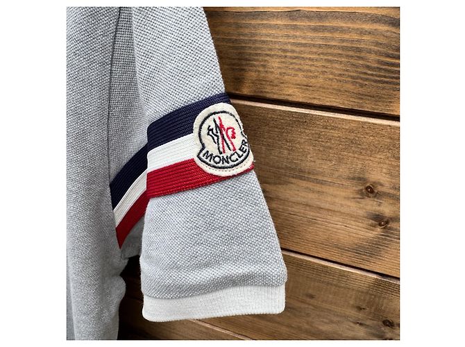 Moncler Herren Polohemd Grau mit Trikolore-Streifen - Ansicht 3