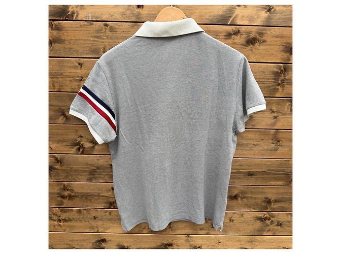 Moncler Herren Polohemd Grau mit Trikolore-Streifen - Ansicht 4