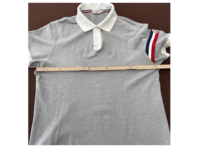 Moncler Herren Polohemd Grau mit Trikolore-Streifen - Ansicht 7