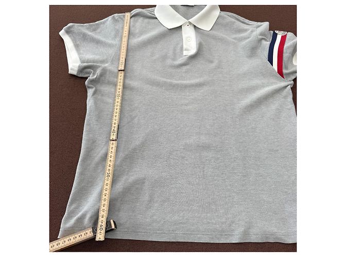 Moncler Herren Polohemd Grau mit Trikolore-Streifen - Ansicht 9