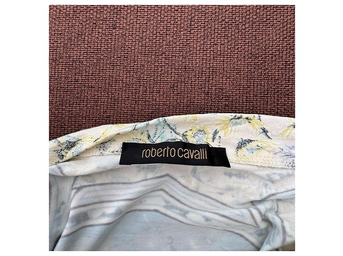 Roberto Cavalli Top Estampado Barroco Negro Blanco Azul Amarillo - vista 3