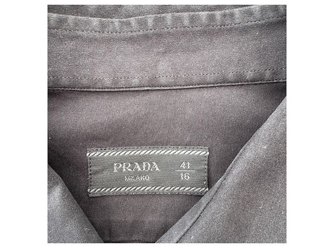 Camicia Prada Milano in popeline di cotone nero - vista 3