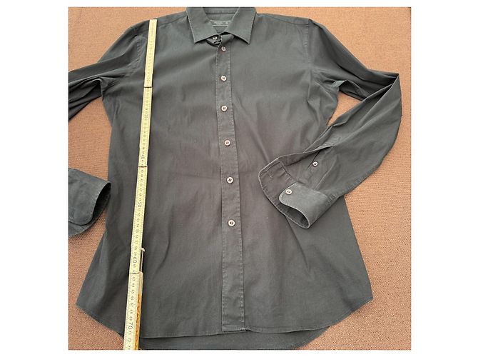 Camicia Prada Milano in popeline di cotone nero - vista 7