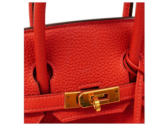 Hermès Borsa Hermes Birkin 25 in pelle Togo Rosso - vista 10