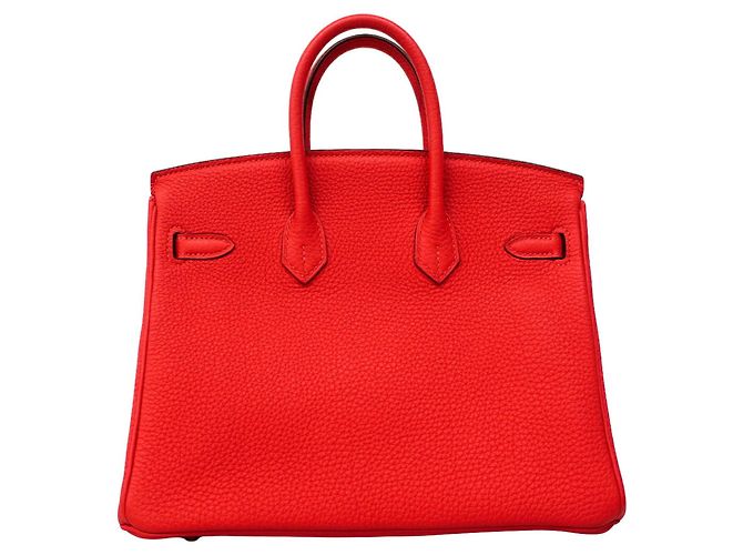 Hermès Borsa Hermes Birkin 25 in pelle Togo Rosso - vista 11