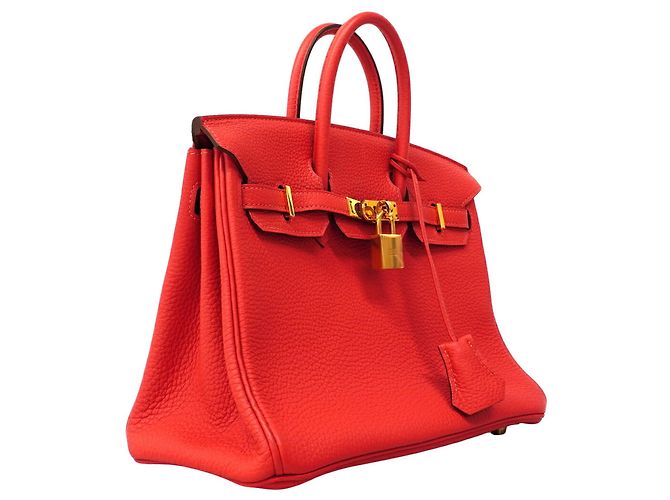 Hermès Borsa Hermes Birkin 25 in pelle Togo Rosso - vista 2