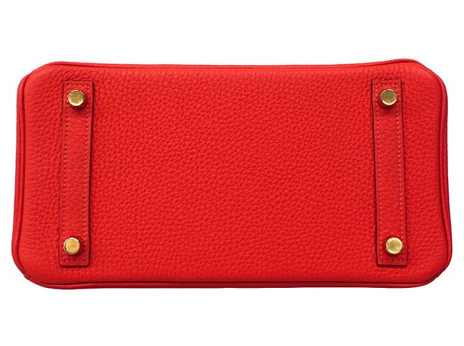 Hermès Borsa Hermes Birkin 25 in pelle Togo Rosso - vista 3