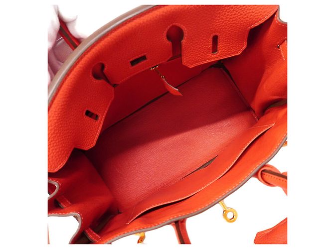 Hermès Borsa Hermes Birkin 25 in pelle Togo Rosso - vista 4