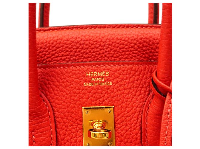 Hermès Borsa Hermes Birkin 25 in pelle Togo Rosso - vista 5