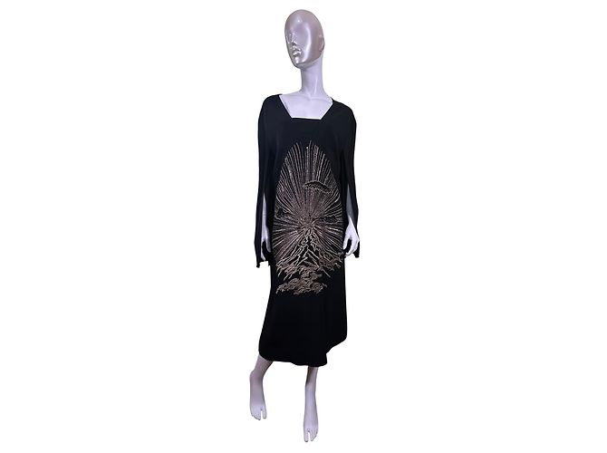 Stella Mc Cartney Stella McCartney Embroidered Mountain and Sun Black Dress Golden - view 2