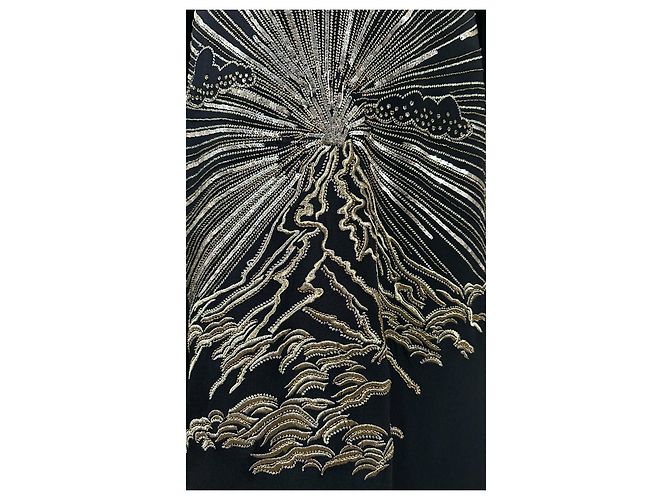 Stella Mc Cartney Stella McCartney Embroidered Mountain and Sun Black Dress Golden - view 3