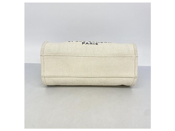Chanel Deauville Stroh-Tote-Bag mit Kette Marineblau - Ansicht 3