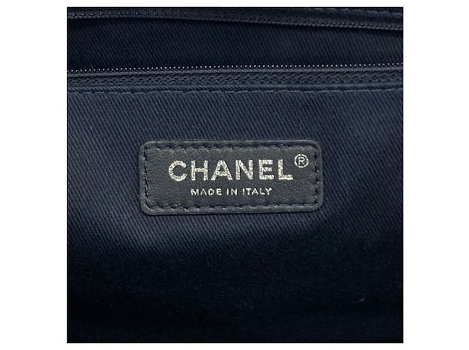 Chanel Deauville Stroh-Tote-Bag mit Kette Marineblau - Ansicht 5