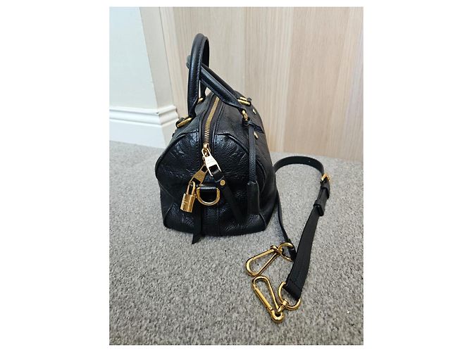 Borsa Louis Vuitton Speedy 30 Monogram Empreinte Leather Blu scuro - vista 4