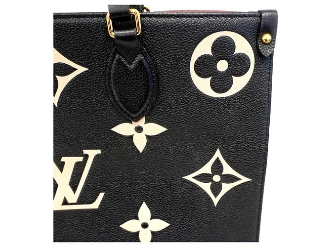 Borsa Tote Louis Vuitton Monogram Empreinte Bicolor OnTheGo MM Nero Beige - vista 10