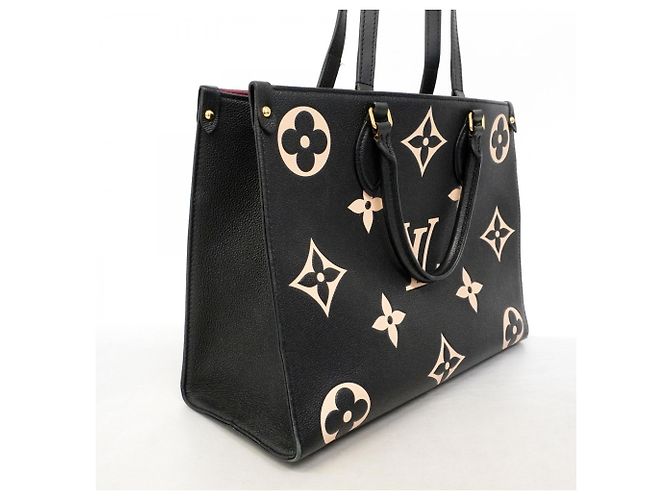 Borsa Tote Louis Vuitton Monogram Empreinte Bicolor OnTheGo MM Nero Beige - vista 2