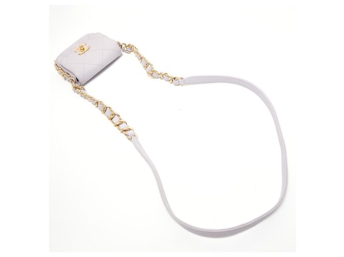 Borsa a tracolla Chanel Mini Matelassé Chain Porpora - vista 12