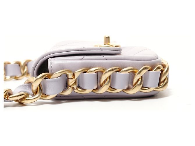 Borsa a tracolla Chanel Mini Matelassé Chain Porpora - vista 3