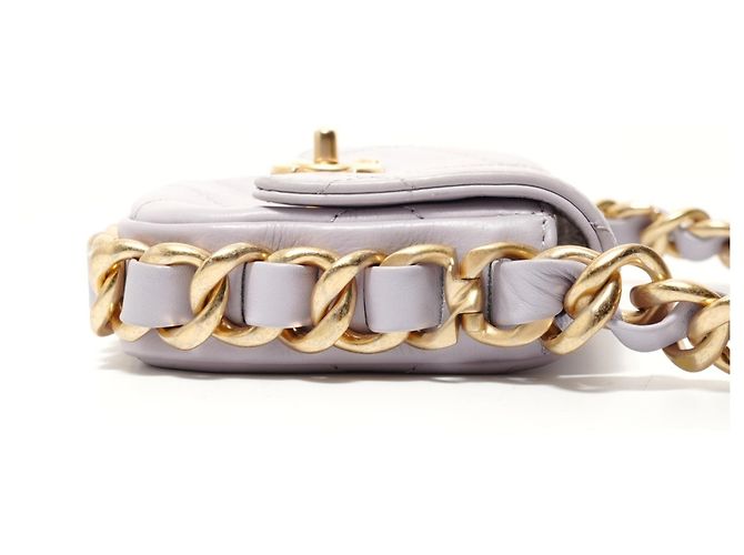 Borsa a tracolla Chanel Mini Matelassé Chain Porpora - vista 4