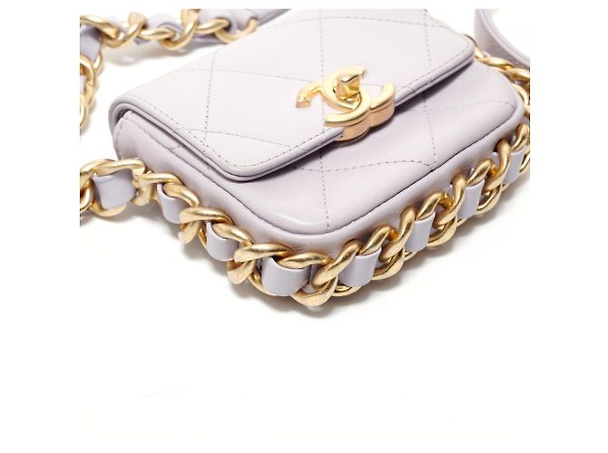 Borsa a tracolla Chanel Mini Matelassé Chain Porpora - vista 5