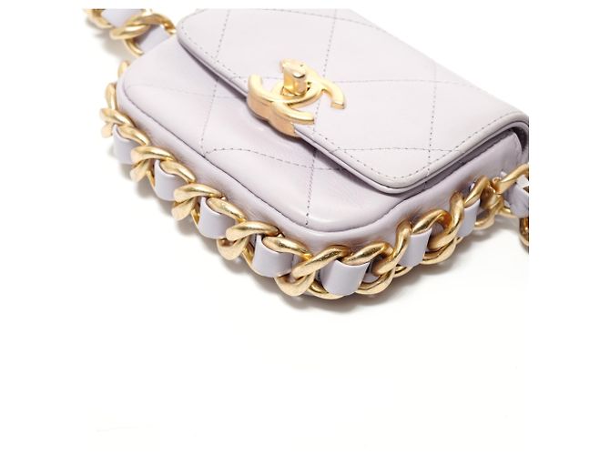 Borsa a tracolla Chanel Mini Matelassé Chain Porpora - vista 6