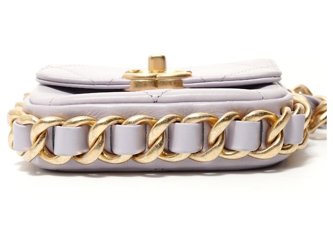 Borsa a tracolla Chanel Mini Matelassé Chain Porpora - vista 7