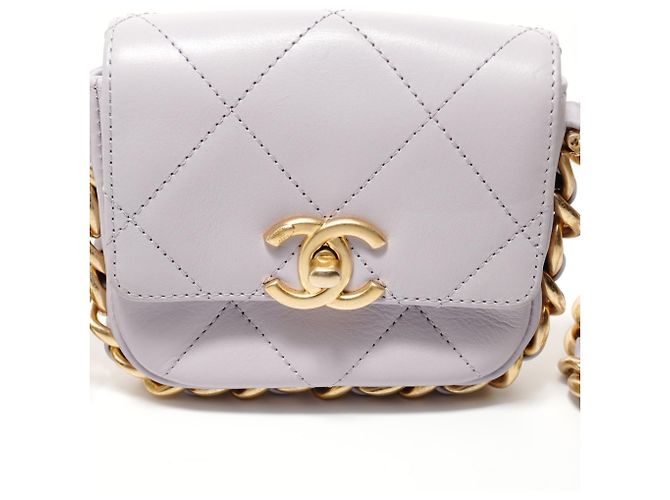 Borsa a tracolla Chanel Mini Matelassé Chain Porpora - vista 8