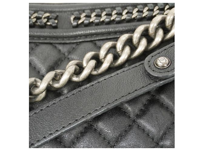Borsa a Spalla Chanel Boy Chain Nero - vista 11