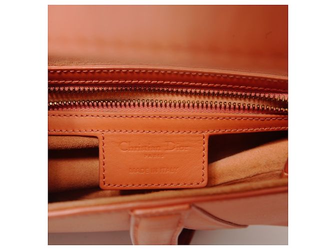 Borsa Saddle in pelle arancione Christian Dior - vista 9