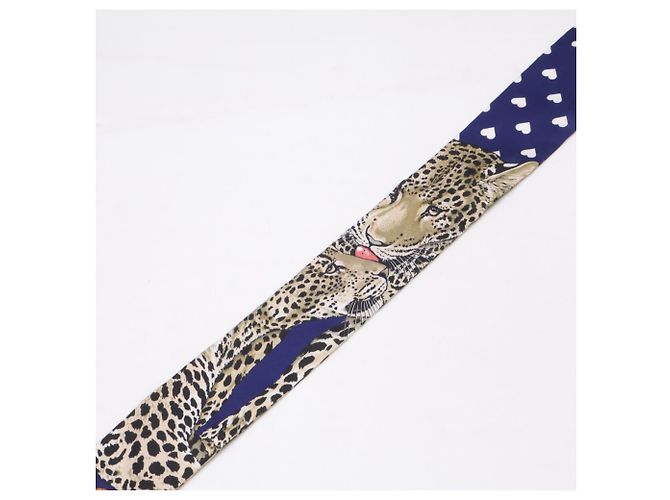 Hermès Foulard Twilly in seta Hermes Jungle Love Marine Rouge - vista 3