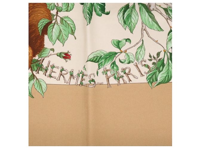 Hermès Sciarpa in seta Hermes Au Coeur Des Bois Marrone - vista 4