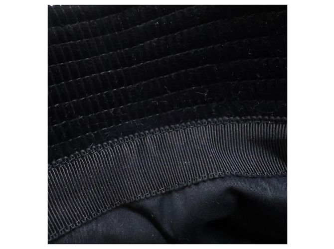 Cappello bucket in velluto a coste con logo Triangle Prada Nero - vista 10