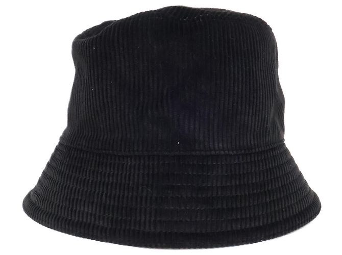 Cappello bucket in velluto a coste con logo Triangle Prada Nero - vista 3
