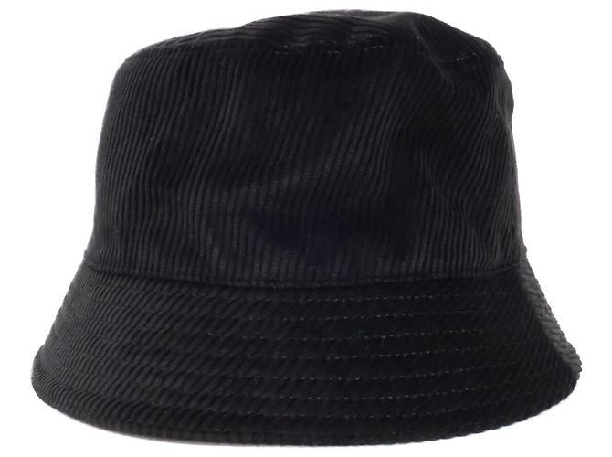 Cappello bucket in velluto a coste con logo Triangle Prada Nero - vista 4