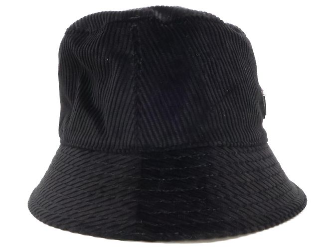 Cappello bucket in velluto a coste con logo Triangle Prada Nero - vista 5