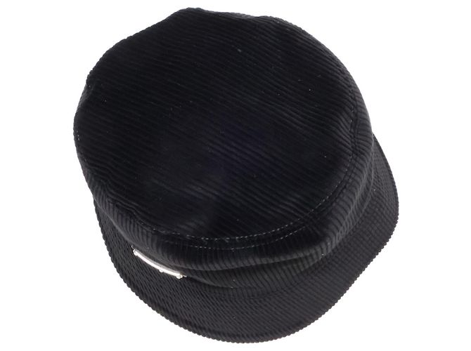 Cappello bucket in velluto a coste con logo Triangle Prada Nero - vista 6