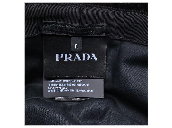Cappello bucket in velluto a coste con logo Triangle Prada Nero - vista 7