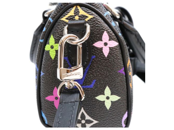 Louis Vuitton x Takashi Murakami Multicolor Noir Nano Speedy Boston Bag Preto - vista 12