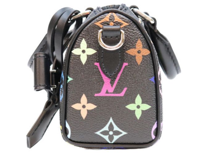 Louis Vuitton x Takashi Murakami Multicolor Noir Nano Speedy Boston Bag Preto - vista 2