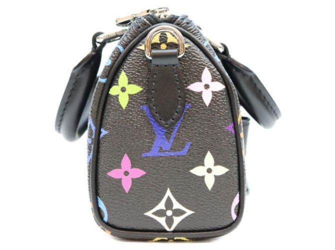 Louis Vuitton x Takashi Murakami Multicolor Noir Nano Speedy Boston Bag Preto - vista 4