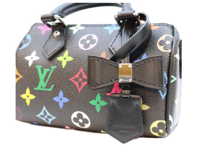 Louis Vuitton x Takashi Murakami Multicolor Noir Nano Speedy Boston Bag Preto - vista 6