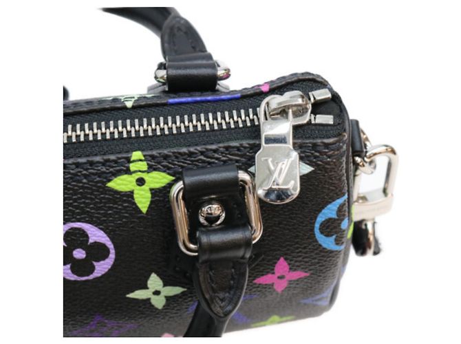 Louis Vuitton x Takashi Murakami Multicolor Noir Nano Speedy Boston Bag Preto - vista 7