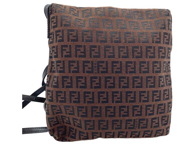 Borsa a Spalla Fendi Zucchino Marrone - vista 3