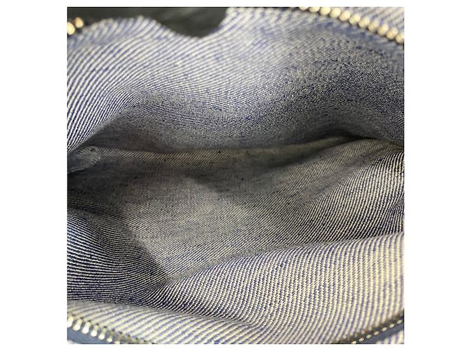 Borsa tote in denim con logo jacquard Miu Miu Blu - vista 13